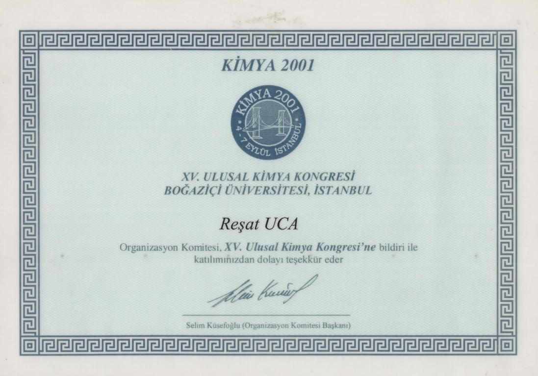 We attended the National Chemistry Congress held at Boğaziçi University on September 4-7, 2001.