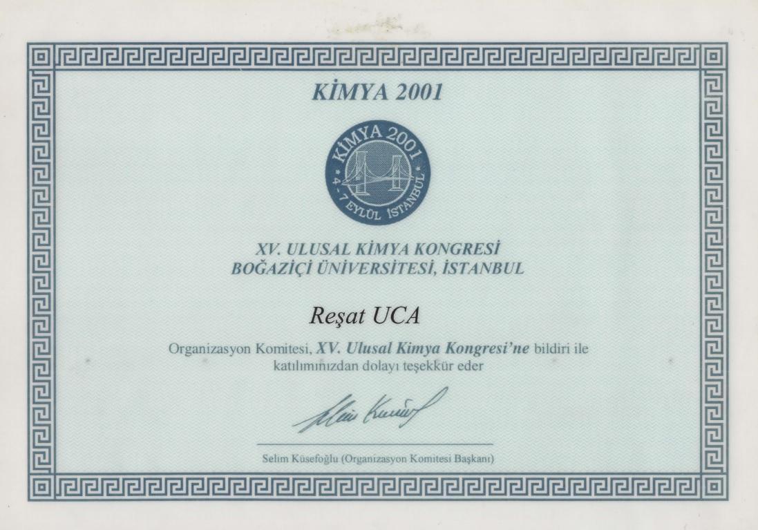 We attended the National Chemistry Congress held at Boğaziçi University on September 4-7, 2001.