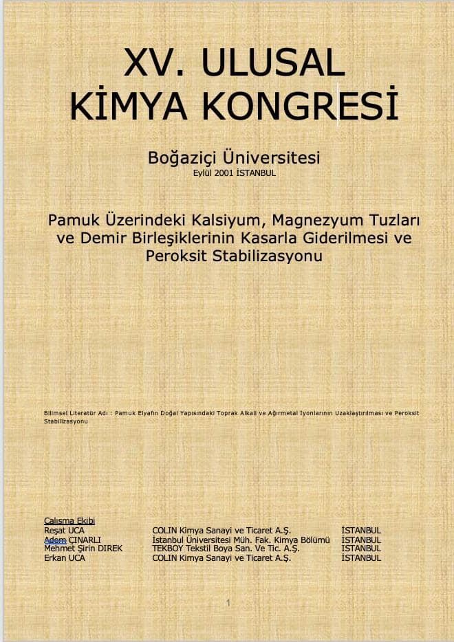 Bleaching and Peroxide Stabilization of Calcium, Magnesium Salts and Iron Compounds on Cotton