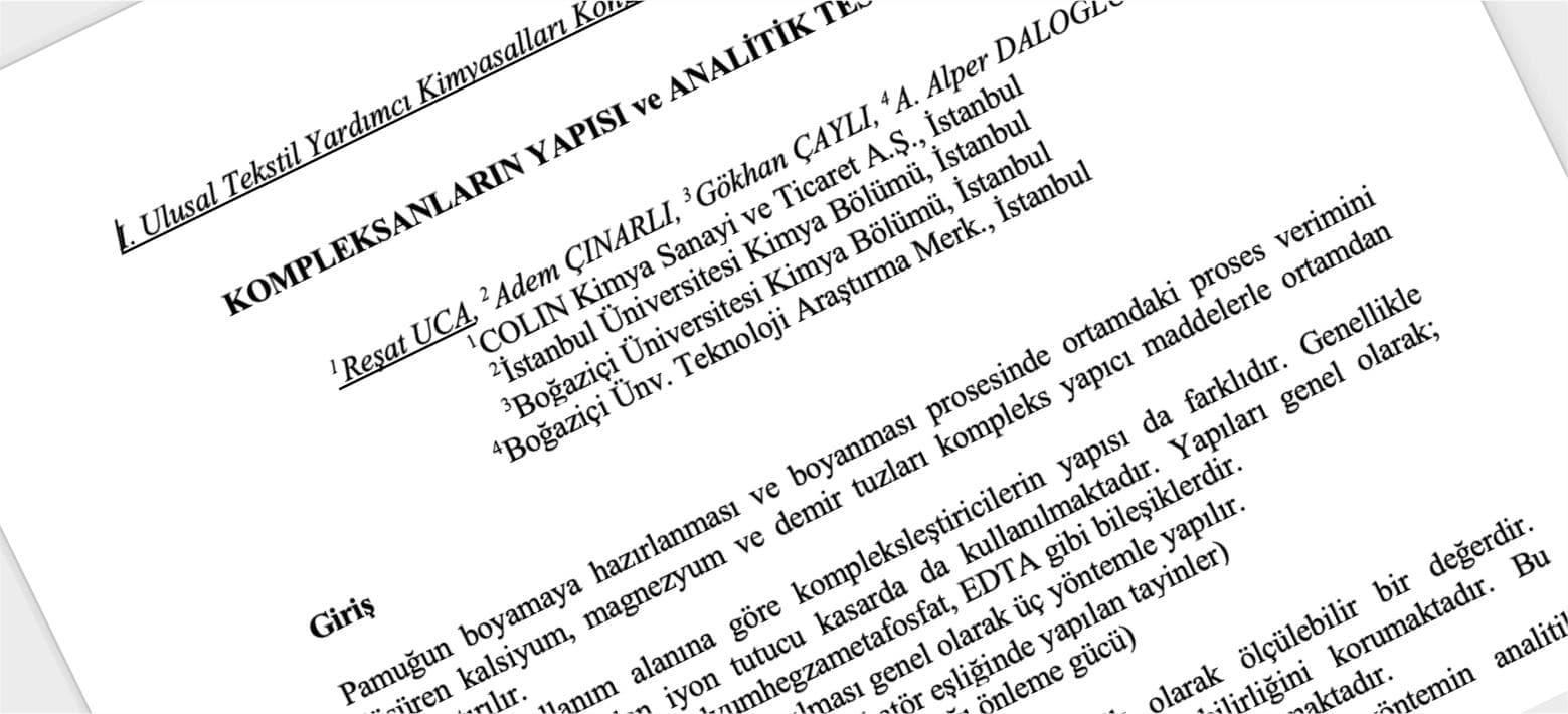 Structure of Complexes and Analytical Test Methods